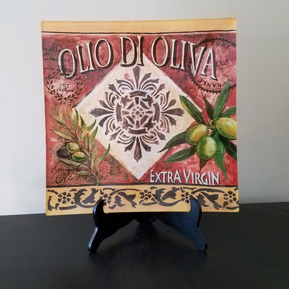 Certified International Olio Di Oliva by Geoffrey Allen 12" Square Glass Platter